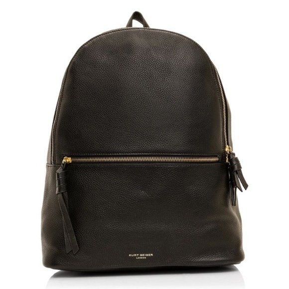 Kurt Geiger Bags Kurt Geiger London Adjustable Black Pebbled Leather Backpack Nwt Gold